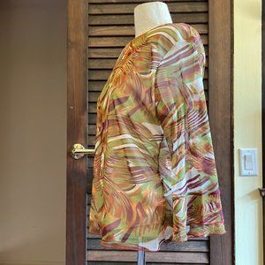 <3 HP Swirl Paint Side Ruched Top